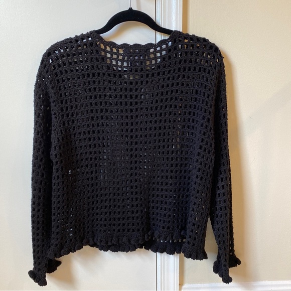 WILLIWEAR vintage black open weave cardigan sweater - Picture 3 of 4